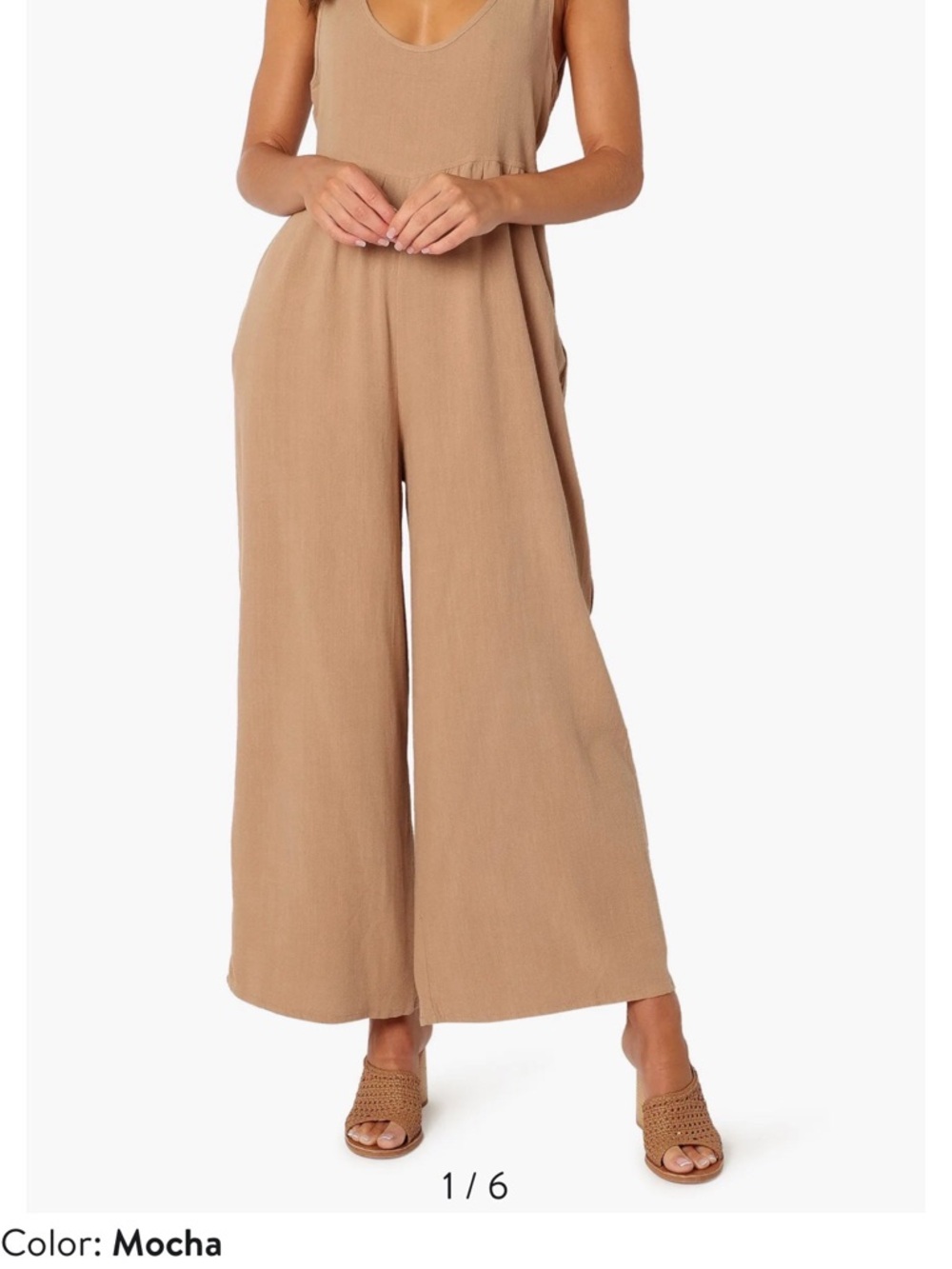Petal & Pup Mocha Wide-Leg Tie Shoulder Jumpsuit